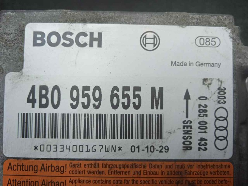 Recambio de centralita airbag para audi a6 berlina (4b2) 1.9 tdi referencia OEM IAM 0285001432-4B0959655M BOSCH 