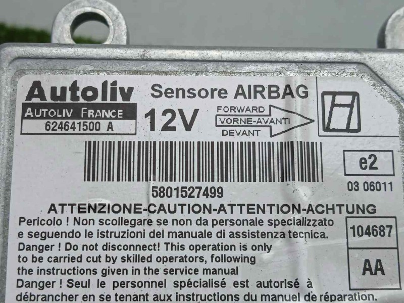 Recambio de centralita airbag para iveco daily ka 3.0 diesel cat referencia OEM IAM 624641500A-5801527499 AUTOLIV 