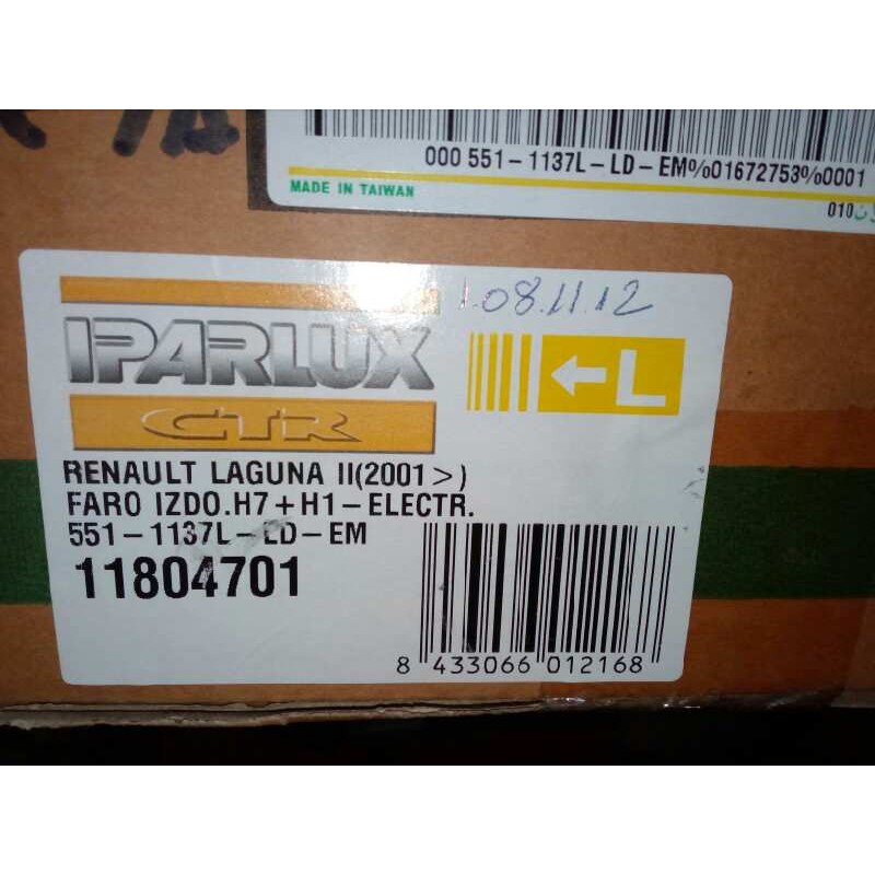 Recambio de faro izquierdo para renault laguna ii (bg0) referencia OEM IAM 11804701 01-05 SIN USAR