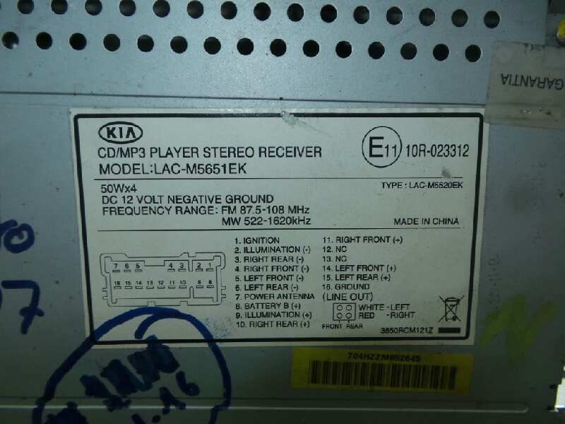 Recambio de sistema audio / radio cd para kia cerato referencia OEM IAM KNEFE226275460135 MP3 KNEFE226275460135