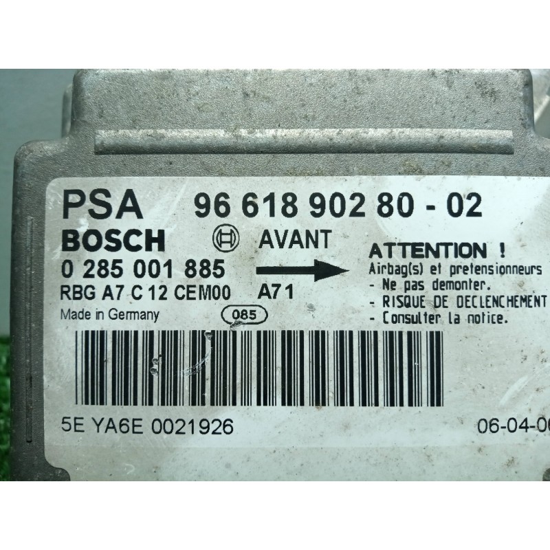 Recambio de centralita airbag para peugeot 207 1.4 hdi referencia OEM IAM 0285001885-966189028002  