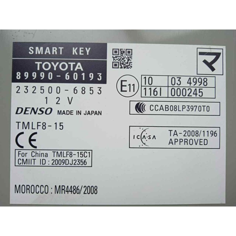 Recambio de modulo electronico para toyota land cruiser (j15) 3.0 turbodiesel cat referencia OEM IAM 8999060193-2325006853 DENSO