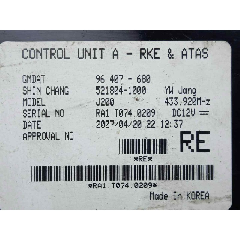 Recambio de centralita cierre para chevrolet nubira berlina 2.0 diesel cat referencia OEM IAM 96407680-5218041000  