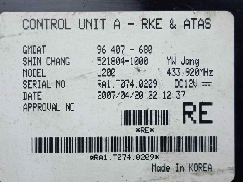 Recambio de centralita cierre para chevrolet nubira berlina 2.0 diesel cat referencia OEM IAM 96407680-5218041000  