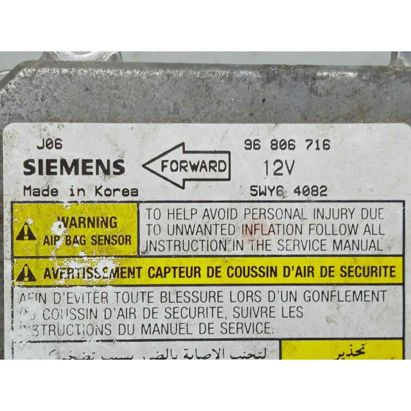 Recambio de centralita airbag para chevrolet nubira berlina 2.0 diesel cat referencia OEM IAM 96806716-5WY64082  