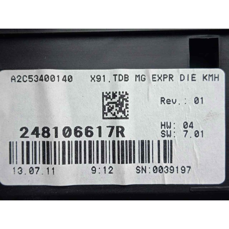 Recambio de cuadro instrumentos para renault laguna iii 2.0 dci diesel fap referencia OEM IAM 248106617R-A2C53400140  