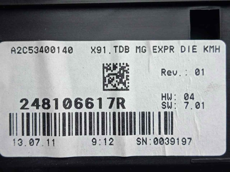 Recambio de cuadro instrumentos para renault laguna iii 2.0 dci diesel fap referencia OEM IAM 248106617R-A2C53400140  