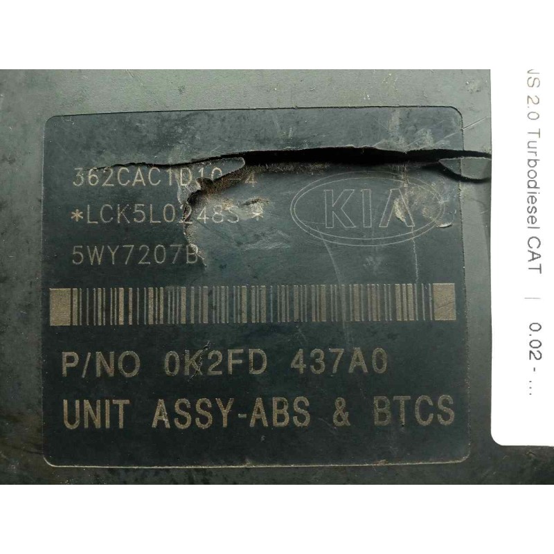 Recambio de abs para kia carens 2.0 turbodiesel cat referencia OEM IAM 0K2FD437A0-BH60113600-5WY7207B  