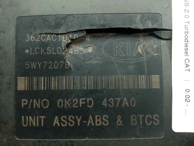 Recambio de abs para kia carens 2.0 turbodiesel cat referencia OEM IAM 0K2FD437A0-BH60113600-5WY7207B  