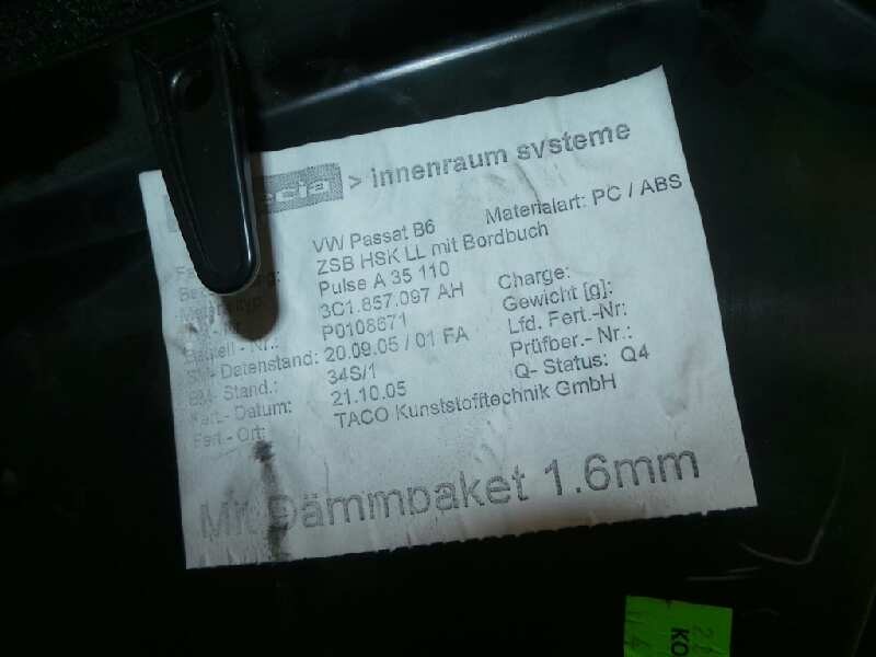Recambio de guantera para volkswagen passat berlina (3c2) 2.0 tdi referencia OEM IAM 3C1857114-3C1857097AH-P0108671 PASSAT B6 