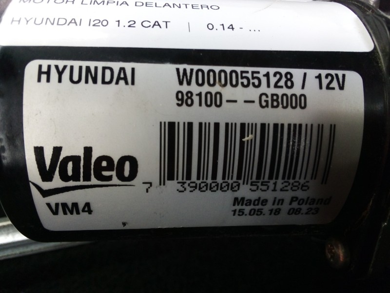 Recambio de motor limpia delantero para hyundai i20 1.2 cat referencia OEM IAM 98100GB000-98100C8000  