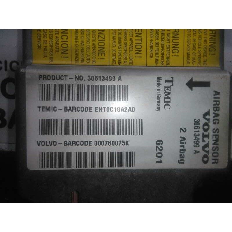 Recambio de centralita airbag para volvo v40 familiar 1.9 diesel referencia OEM IAM 30613499A TEMIC 
