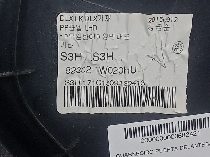 Recambio de guarnecido puerta delantera derecha para kia rio 1.2 cat referencia OEM IAM 823021W020HU  