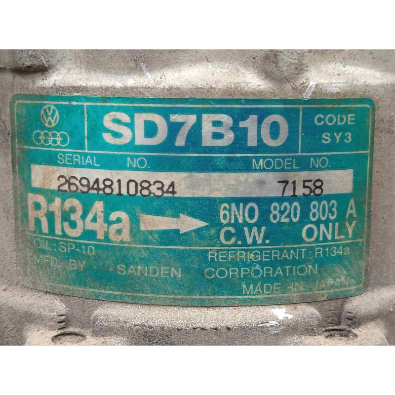Recambio de compresor aire acondicionado para volkswagen polo berlina (6n1) referencia OEM IAM SD7B107158 SANDEN - 6.CANALES SD7