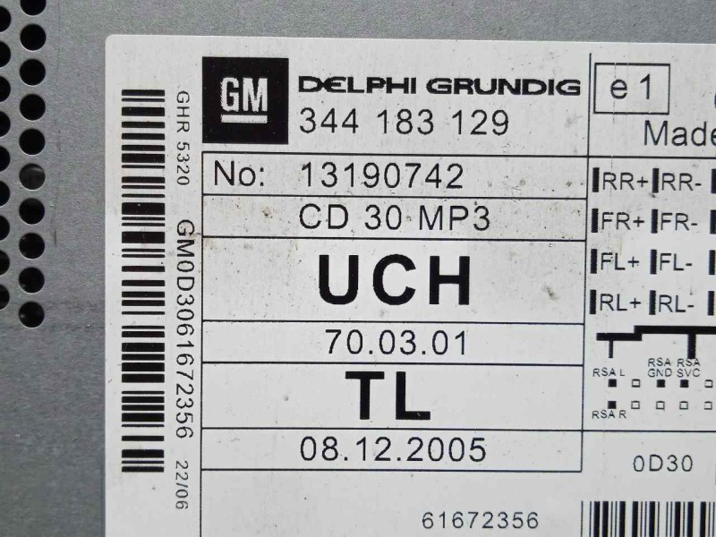 Recambio de sistema audio / radio cd para opel zafira b 1.9 cdti referencia OEM IAM 344183129-13190742  