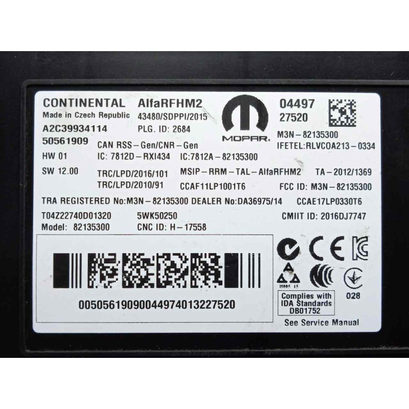 Recambio de modulo electronico para alfa romeo stelvio (630) 2.2 jtdm cat referencia OEM IAM 50561909-A2C39934114  