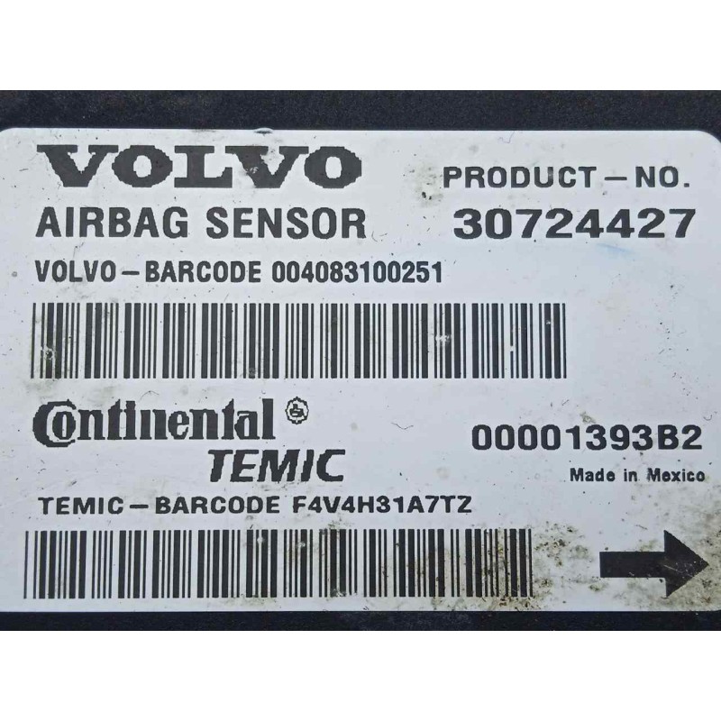 Recambio de centralita airbag para volvo v50 familiar 2.4 cat referencia OEM IAM 30724427-00001393B2  