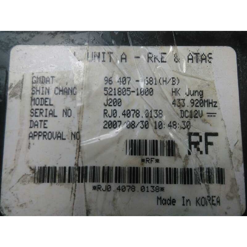 Recambio de centralita inmovilizador para chevrolet lacetti 2.0 diesel cat referencia OEM IAM 96407681-5218051000  