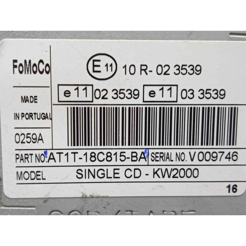 Recambio de sistema audio / radio cd para ford tourneo connect (tc7) 1.8 tdci cat referencia OEM IAM AT1T18C815BA  