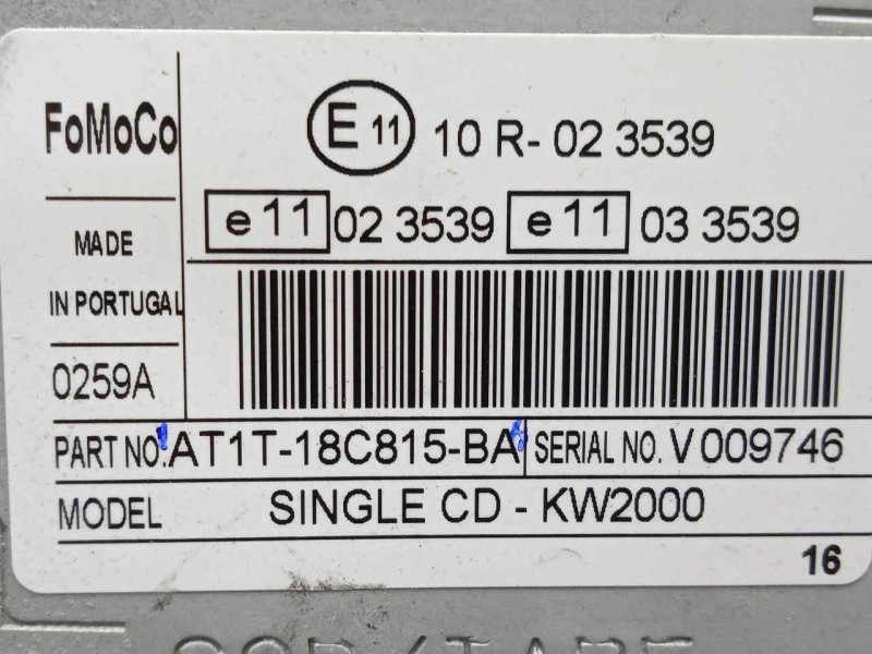 Recambio de sistema audio / radio cd para ford tourneo connect (tc7) 1.8 tdci cat referencia OEM IAM AT1T18C815BA  