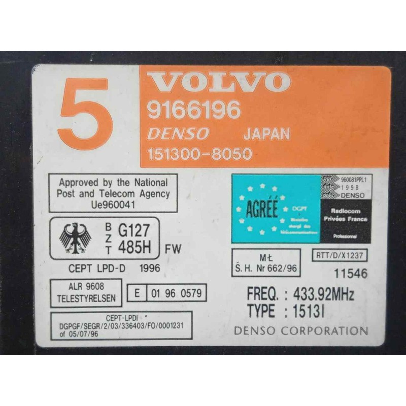 Recambio de modulo electronico para volvo s70 berlina 2.0 cat referencia OEM IAM 9166196-1513008050  