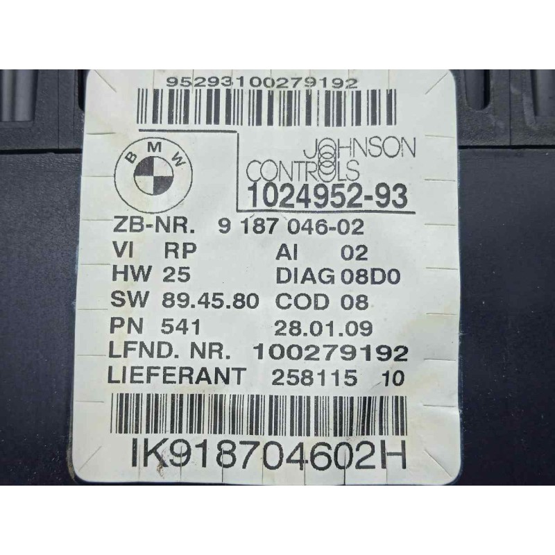 Recambio de cuadro instrumentos para bmw serie 1 berlina (e81/e87) 118d referencia OEM IAM 102495293-918704602  