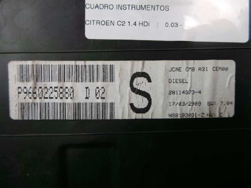 Recambio de cuadro instrumentos para citroën c2 1.4 hdi referencia OEM IAM 9660225880-P9660225880  JOHNSON CONTROLS