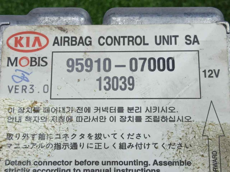 Recambio de centralita airbag para kia picanto 1.0 cat referencia OEM IAM 9591007000  