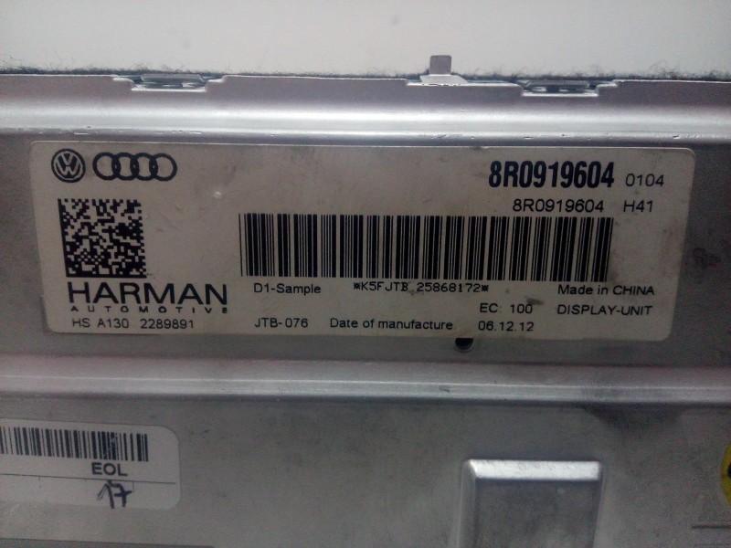 Recambio de pantalla multifuncion para audi a5 coupe (8t) 2.0 tdi referencia OEM IAM 8R0919604  