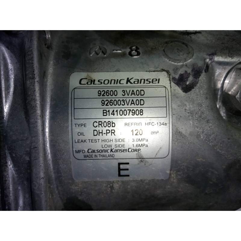 Recambio de compresor aire acondicionado para nissan micra (k13) 1.2 cat referencia OEM IAM 926003VA0D-B141007908  