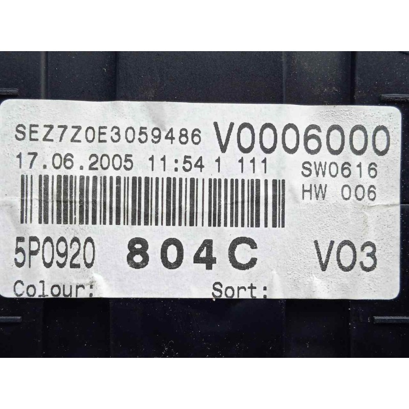 Recambio de cuadro instrumentos para seat altea (5p1) 1.9 tdi referencia OEM IAM 110080279010-5P0920804C  