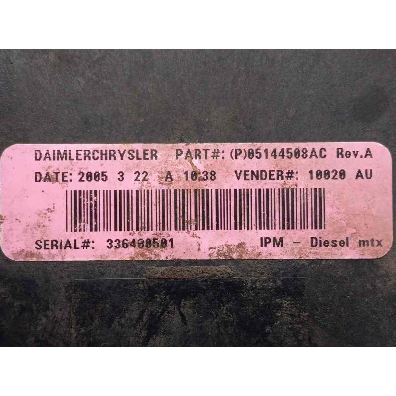 Recambio de caja reles / fusibles para chrysler voyager (rg) 2.5 crd cat referencia OEM IAM 05144508AC-336400501  