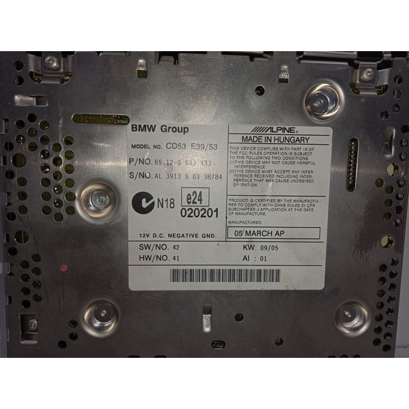 Recambio de sistema audio / radio cd para bmw x5 (e53) 3.0 turbodiesel cat referencia OEM IAM 65126943433  