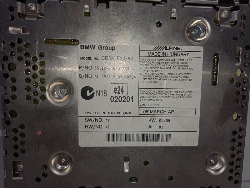 Recambio de sistema audio / radio cd para bmw x5 (e53) 3.0 turbodiesel cat referencia OEM IAM 65126943433  