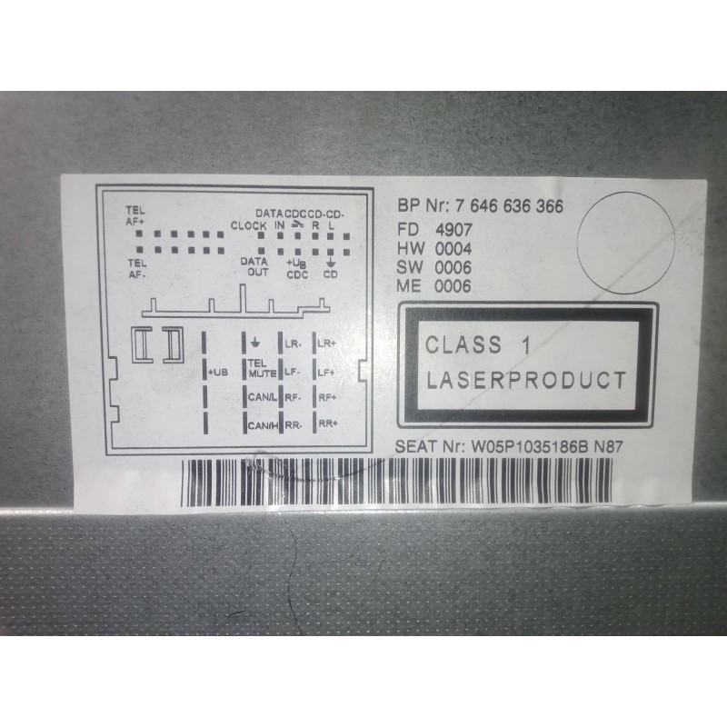 Recambio de sistema audio / radio cd para seat altea xl (5p5) 1.6 referencia OEM IAM 5P1035186B  