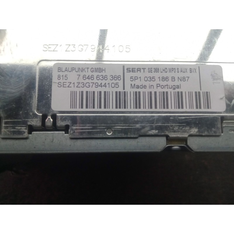 Recambio de sistema audio / radio cd para seat altea xl (5p5) 1.6 referencia OEM IAM 5P1035186B  