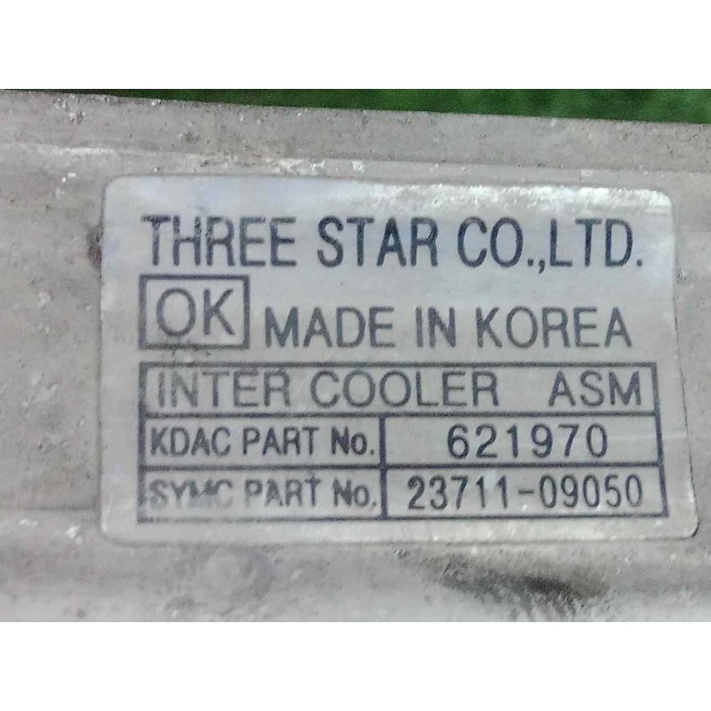 Recambio de intercooler para ssangyong kyron 2.0 referencia OEM IAM 2371109050 615X195X30 ALUMINIO