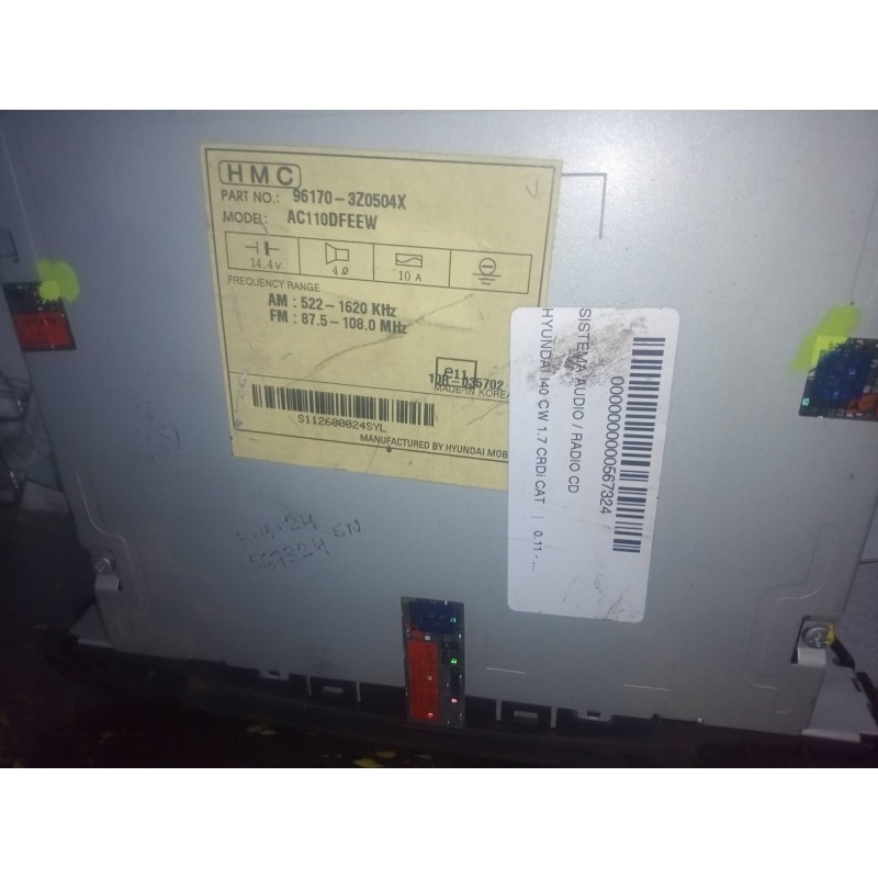 Recambio de sistema audio / radio cd para hyundai i40 cw 1.7 crdi cat referencia OEM IAM 961703Z0504X  