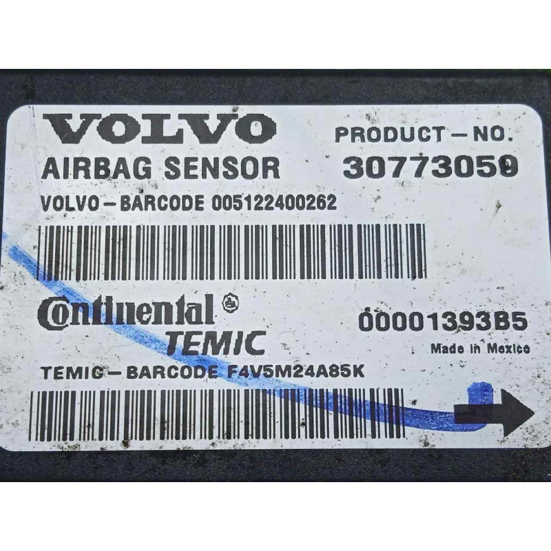 Recambio de centralita airbag para volvo s40 berlina 2.0 diesel cat referencia OEM IAM 00001393B5-30773050-005122400262  