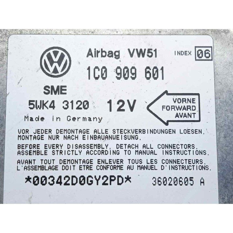Recambio de centralita airbag para seat arosa (6h1) 1.0 referencia OEM IAM 5WK43120-1C0909601-36020605A  SME