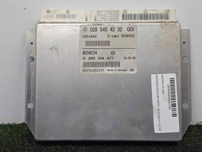 Recambio de centralita abs para mercedes-benz clase a (w168) 1.6 cat referencia OEM IAM 0265109477-0295454232 BOSCH 