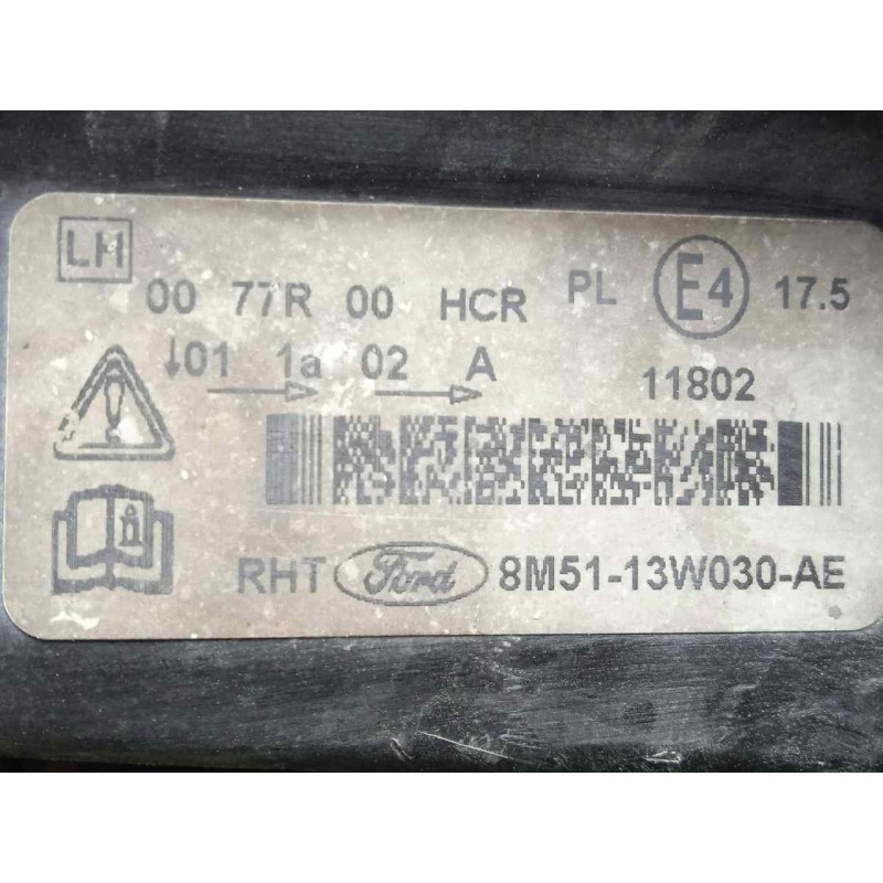 Recambio de faro izquierdo para ford focus lim. (cb4) 1.6 tdci cat referencia OEM IAM 8M5113W030AE 08-11 FONDO.CROMADO