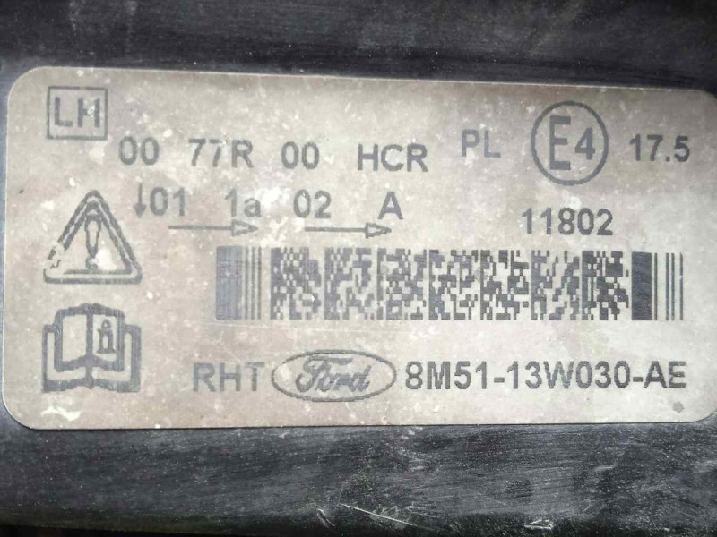 Recambio de faro izquierdo para ford focus lim. (cb4) 1.6 tdci cat referencia OEM IAM 8M5113W030AE 08-11 FONDO.CROMADO