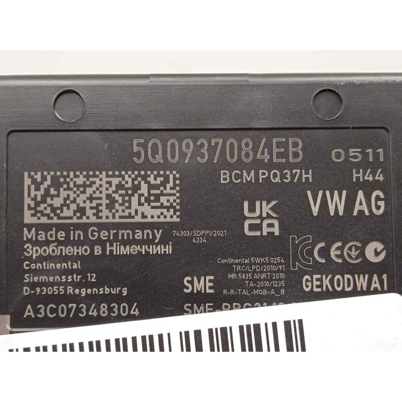Recambio de modulo electronico para man tge kasten (uy) 2.0 tdi referencia OEM IAM 5Q0937084EB-A3C07348304 BCMPQ37H 