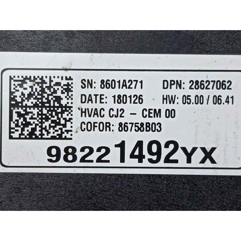 Recambio de mando climatizador para opel crossland x 1.2 referencia OEM IAM 98221492YX-86758B03 BI-ZONA 