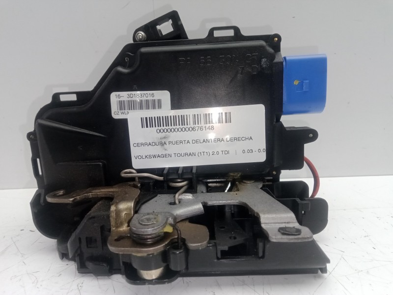 Recambio de cerradura puerta delantera derecha para volkswagen touran (1t1) 2.0 tdi referencia OEM IAM 3D1837016  