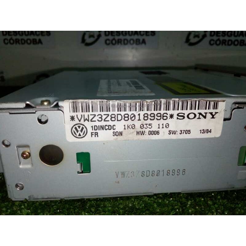Recambio de sistema audio / radio cd para volkswagen golf v berlina (1k1) 2.0 tdi referencia OEM IAM 1K0035110 PORTA CD 