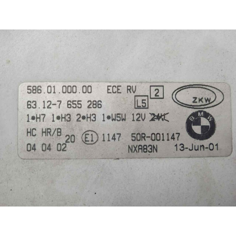 Recambio de faro central para bmw r 1150 rs/rt (r 22) referencia OEM IAM 63127655286-7655286-5860100000  