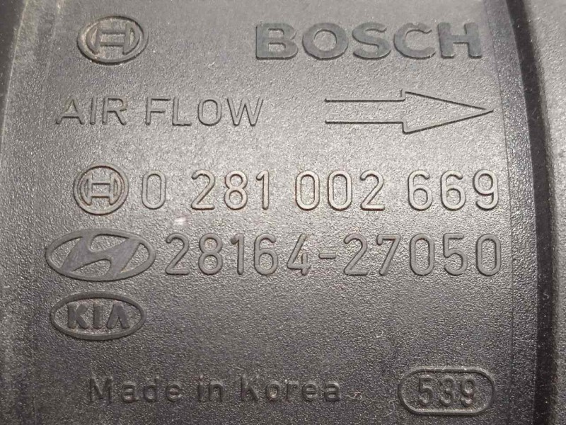 Recambio de caudalimetro para kia cerato 2.0 turbodiesel cat referencia OEM IAM 0281002669-2816427050 5.PINES BOSCH