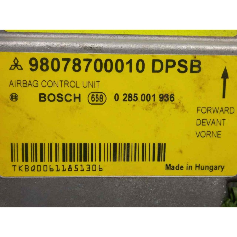 Recambio de centralita airbag para mitsubishi colt cabrio czc 1.5 cat referencia OEM IAM 0285001936-9807870010  
